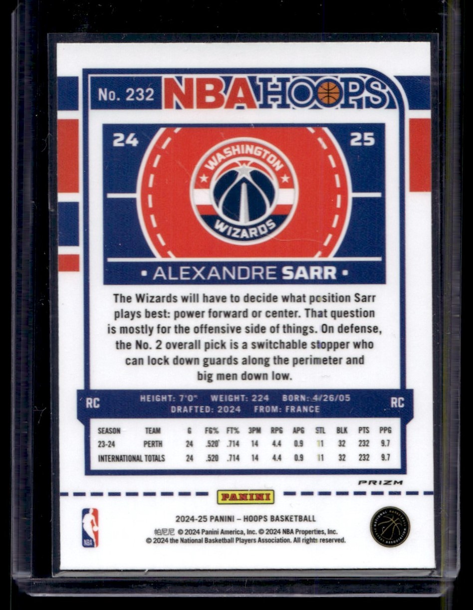 Zach Edey Alexander Sarr 2024-25 Panini Prizm NBA RC Silver