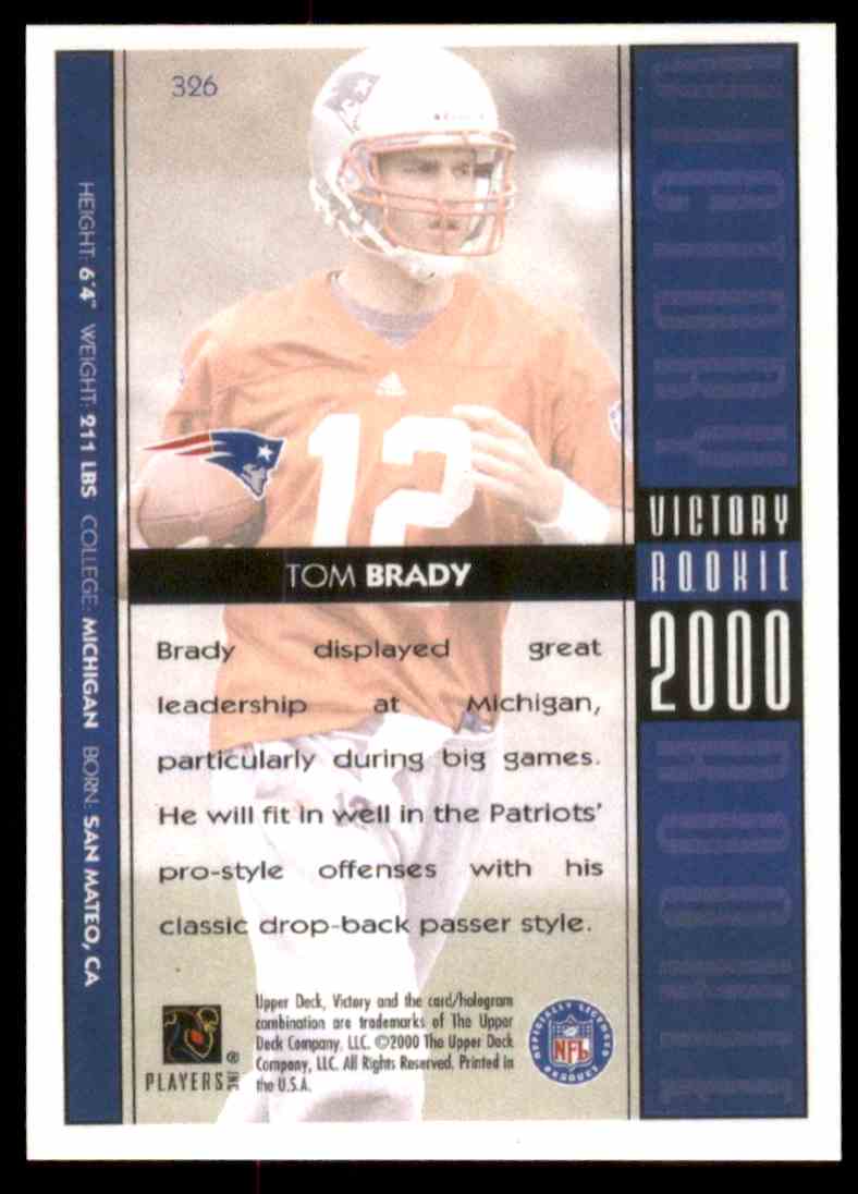 2000 Victory 326 Tom Brady Rookie Reprint -  Finland