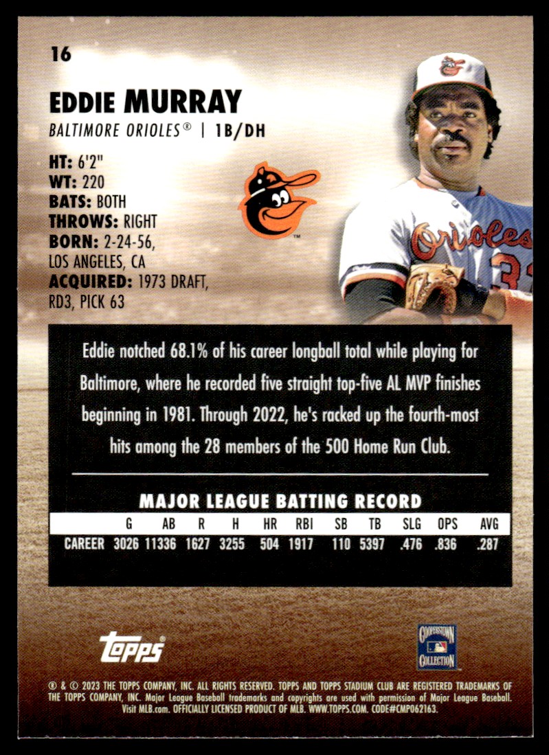 2023 Topps Stadium Club Eddie Murray #16 on Kronozio