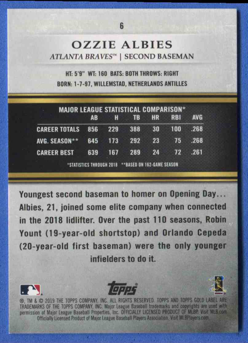 2019 Topps Gold Label Ozzie Albies #6 On Kronozio