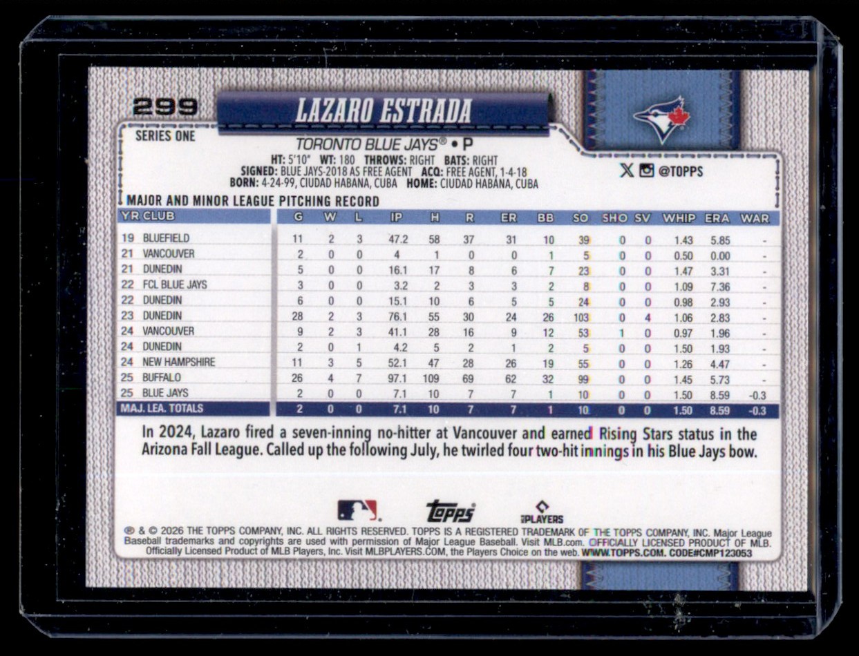 2026 Topps Series 1 Sandglitter Foil Lazaro Estrada Rookie Toronto