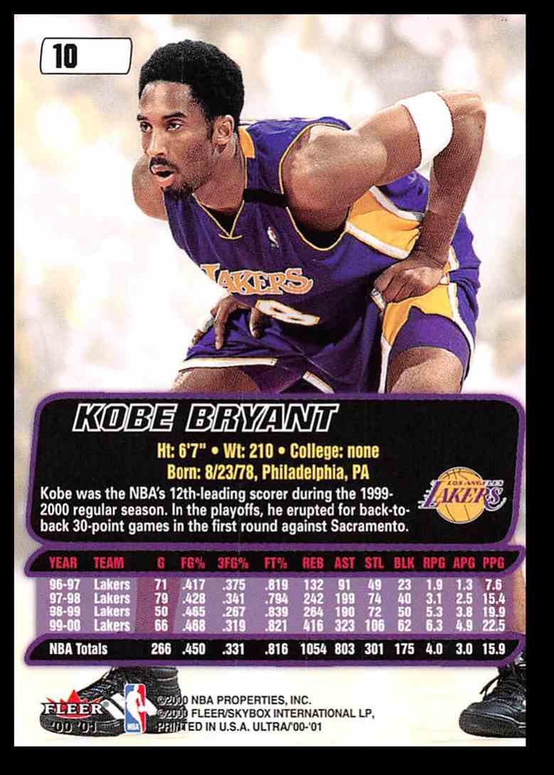 2000-01 Fleer Ultra Kobe Bryant #10 on Kronozio