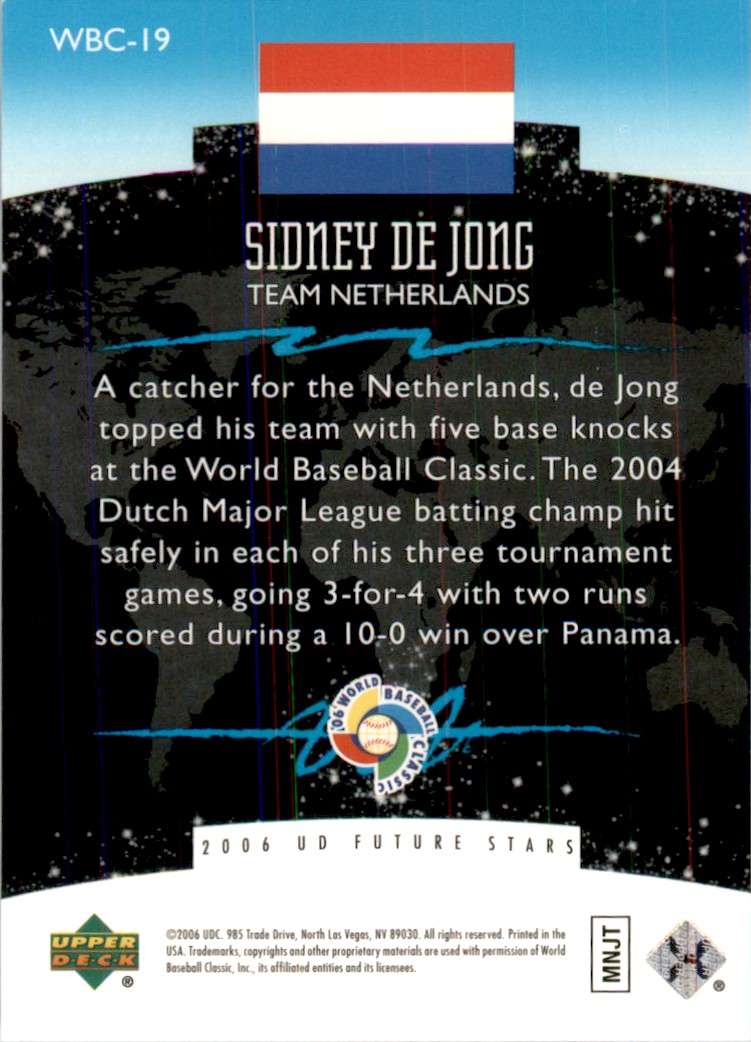 2006 Upper Deck Future Stars World Sidney de Jong Netherlands #WBC