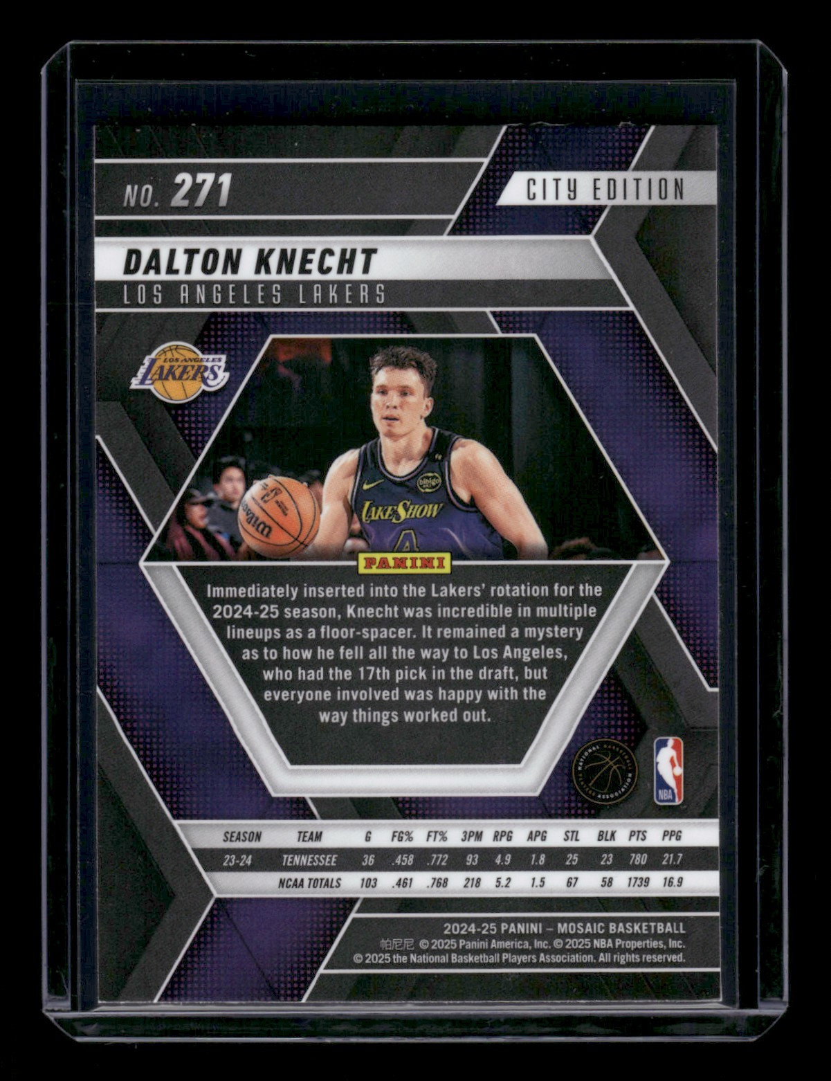 2024-25 Panini Mosaic Dalton Knecht #271 card back image