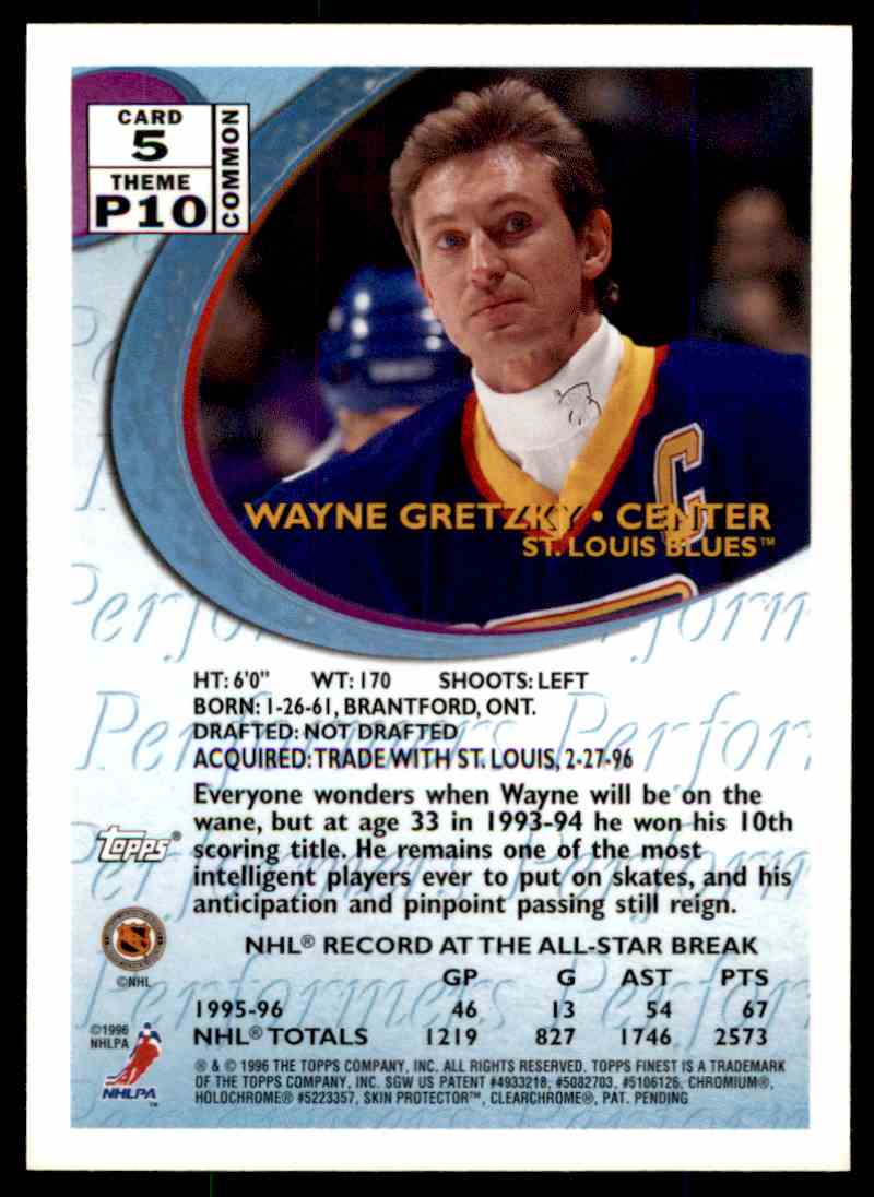 1995-96 Topps Finest Wayne Gretzky #5 card back image