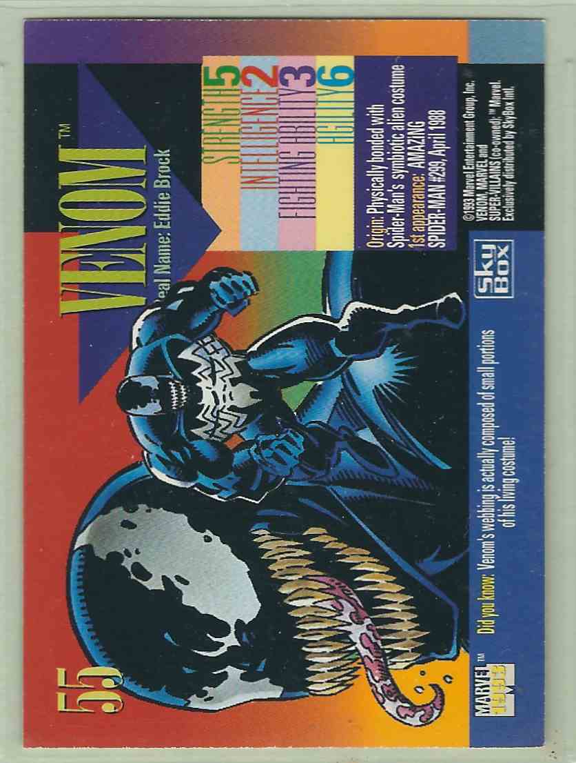 1993 Sky Box Marvel Universe IV Venom 55 on Kronozio