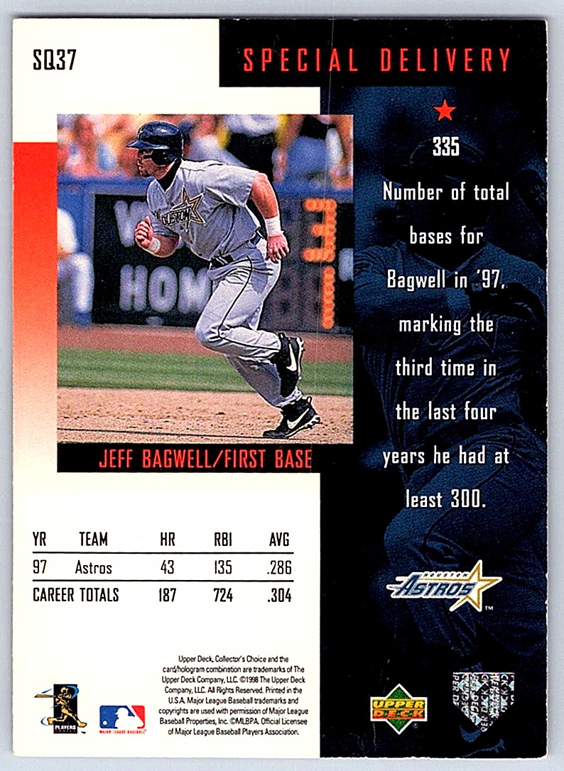1998 Collector's Choice StarQuest Jeff Bagwell #SQ37 card back image