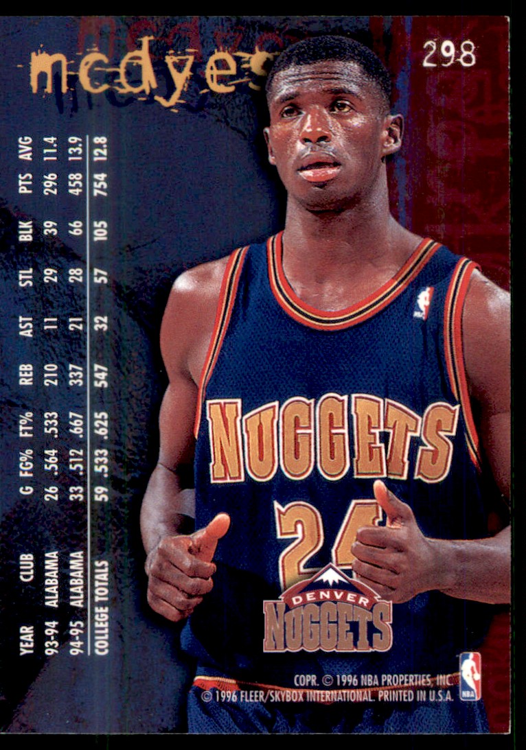 1995-96 Fleer Antonio McDyess #298 card back image