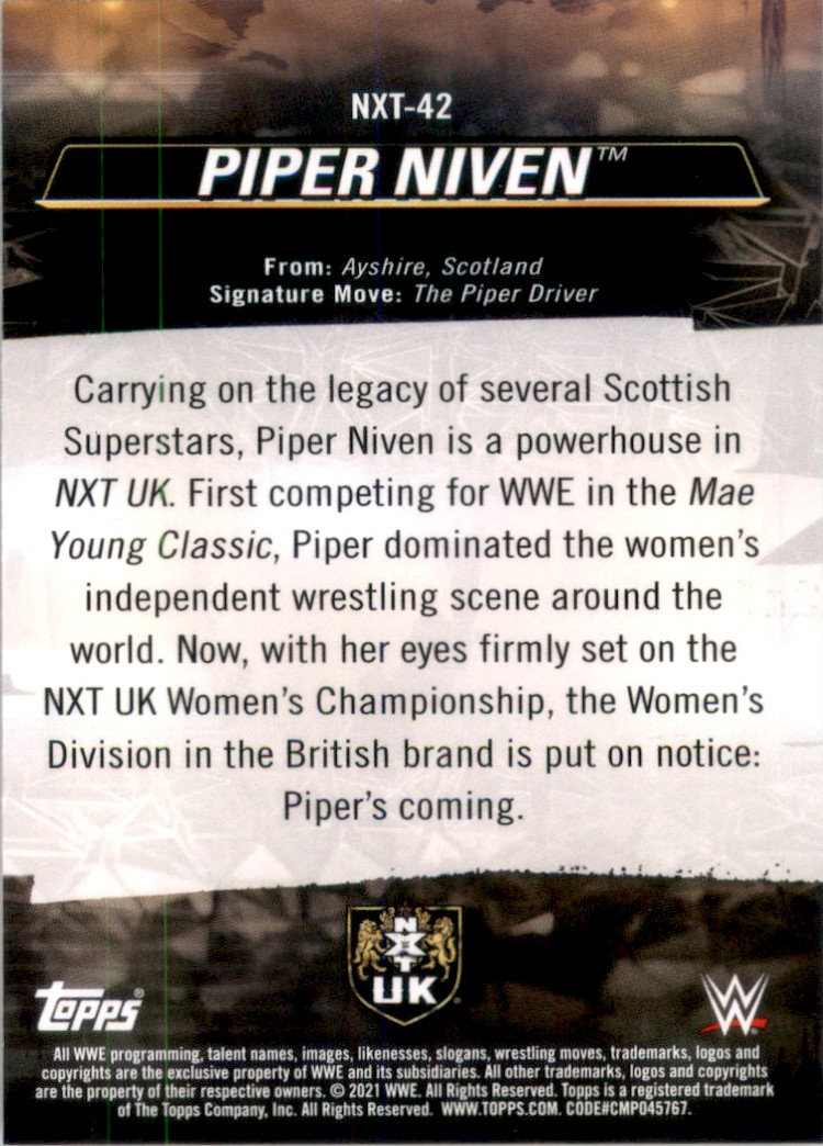 2021 Topps Wwe Nxt We Are Nxt Piper Niven Nxt42 On Kronozio