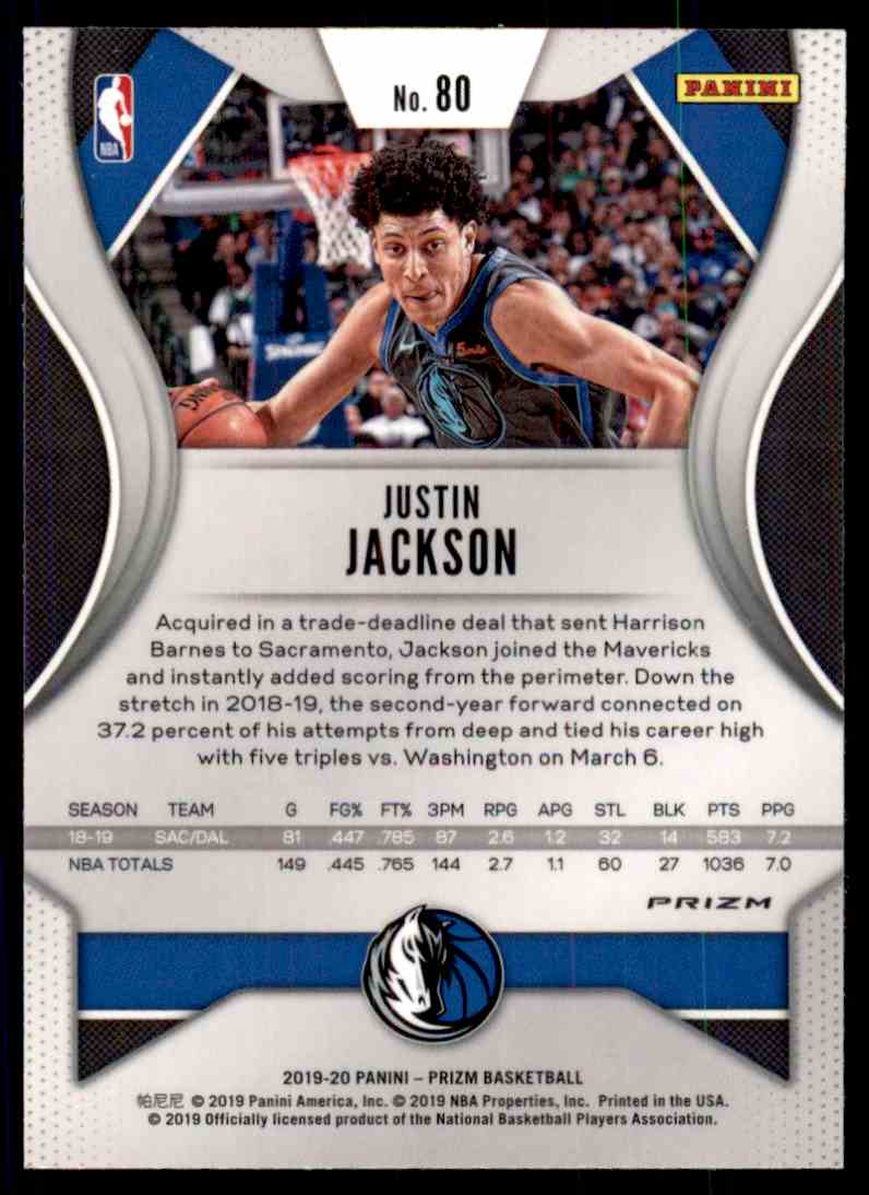 返品交換不可 2019 20 Ice Cracked Pink Prizms Mavericks Mint Jackson Justin トレーディングカード Panini A 80 Prizm その他トレーディングカードゲーム Sutevalle Org