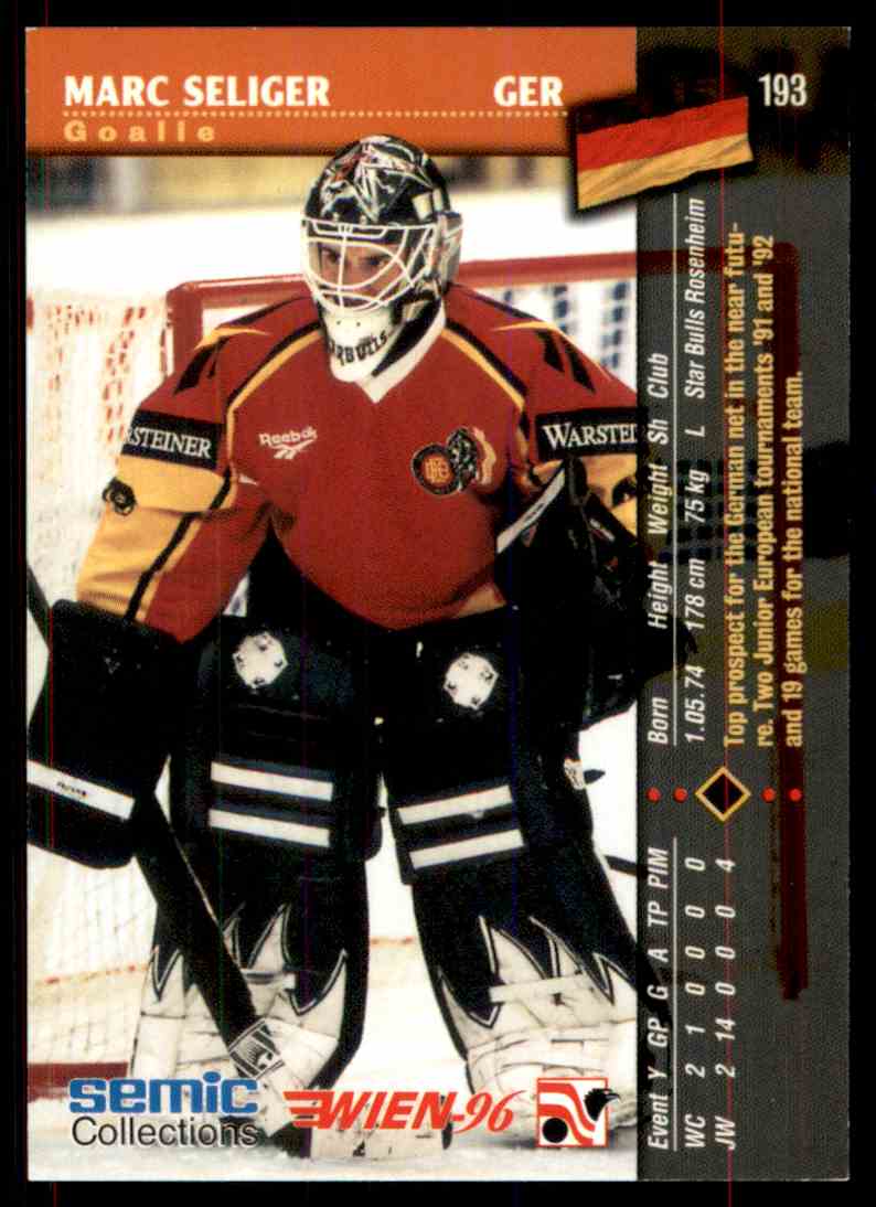 1996-97 Semic Hockey Marc Seliger #193 card back image