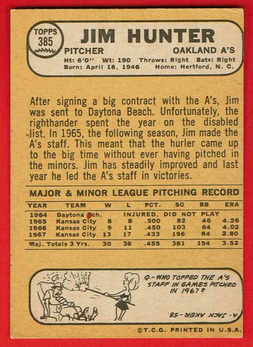 1968 Topps Jim Hunter 385 On Kronozio