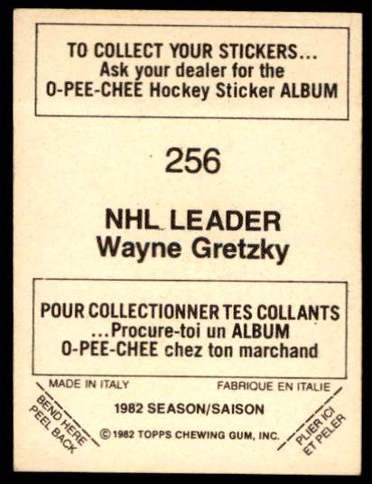 1982-83 O-Pee-Chee Stickers Wayne Gretzky #256 card back image