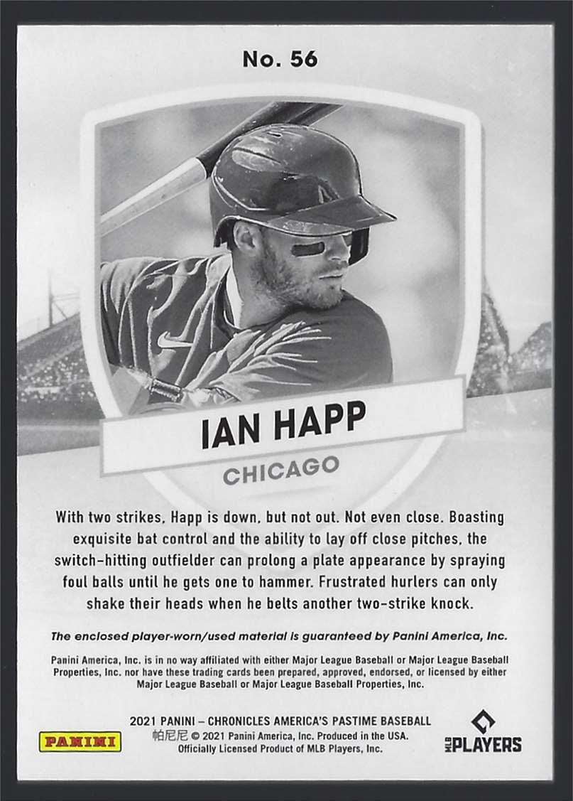 2021 Panini America's Pastime Dual Swatches Baseball Card Ian Happ #56 card back image