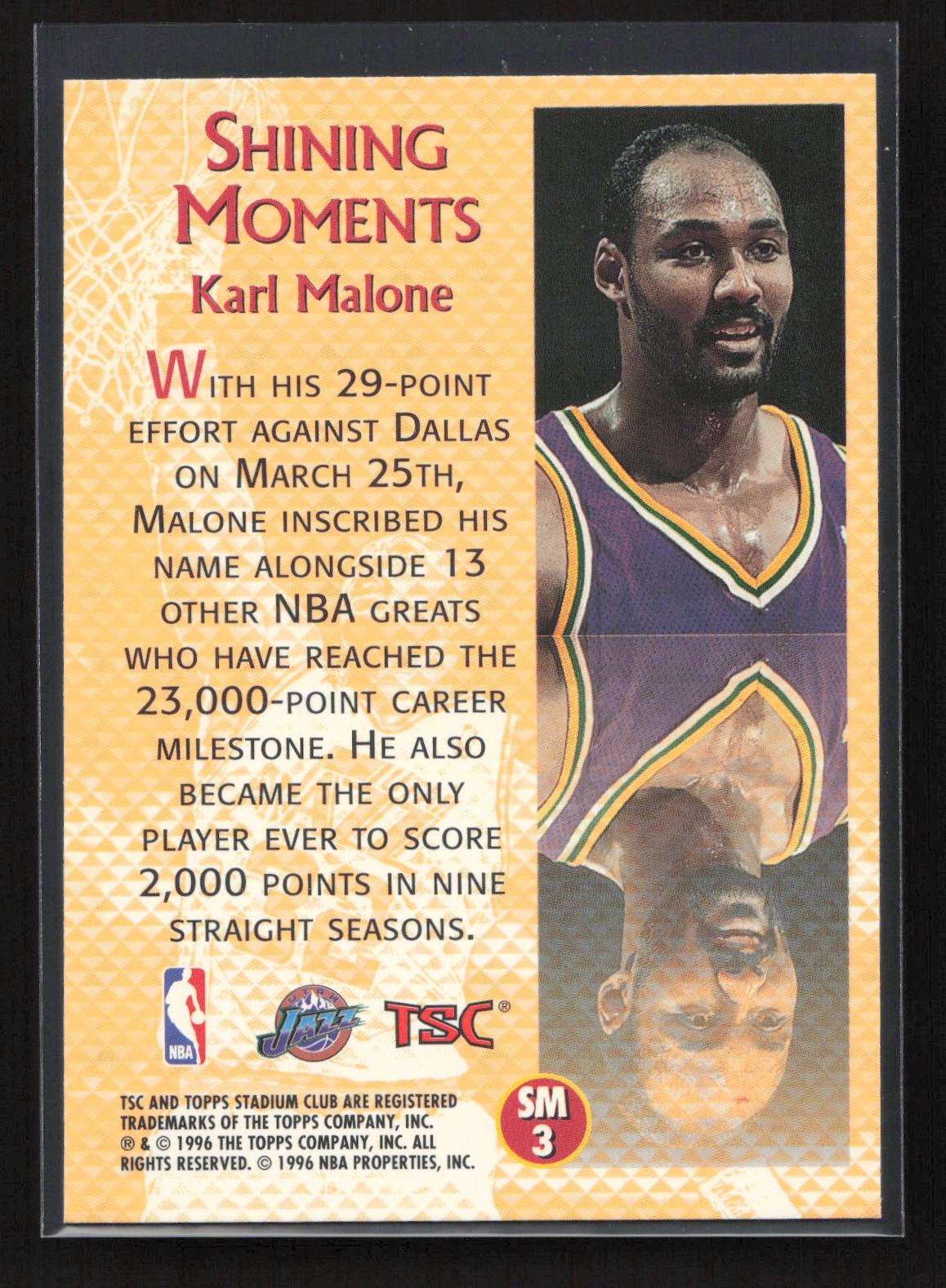 1996-97 Stadium Club Shining Moments Karl Malone #SM3 Utah