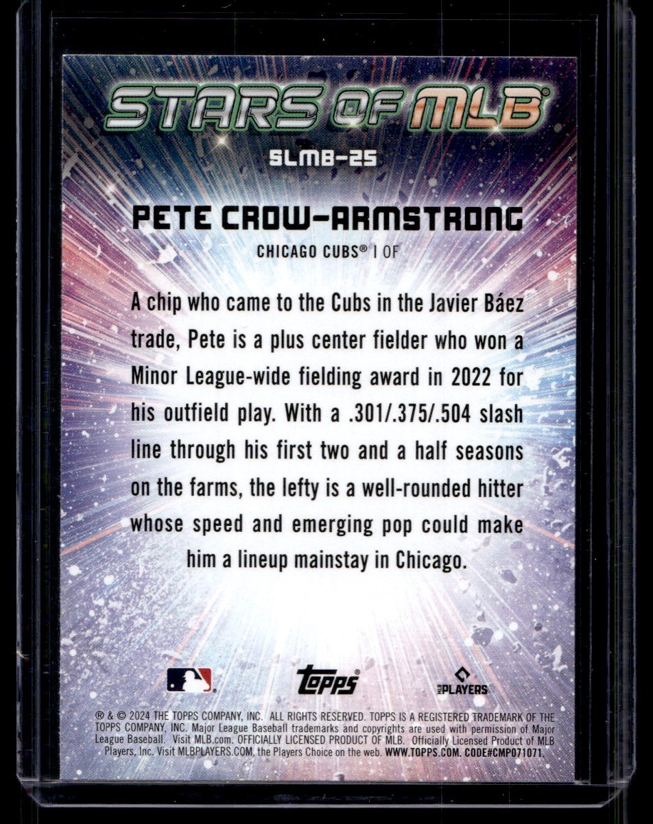 2024 Topps Series 1 Stars of MLB Pete Crow-Armstrong #SLMB-25 card back image