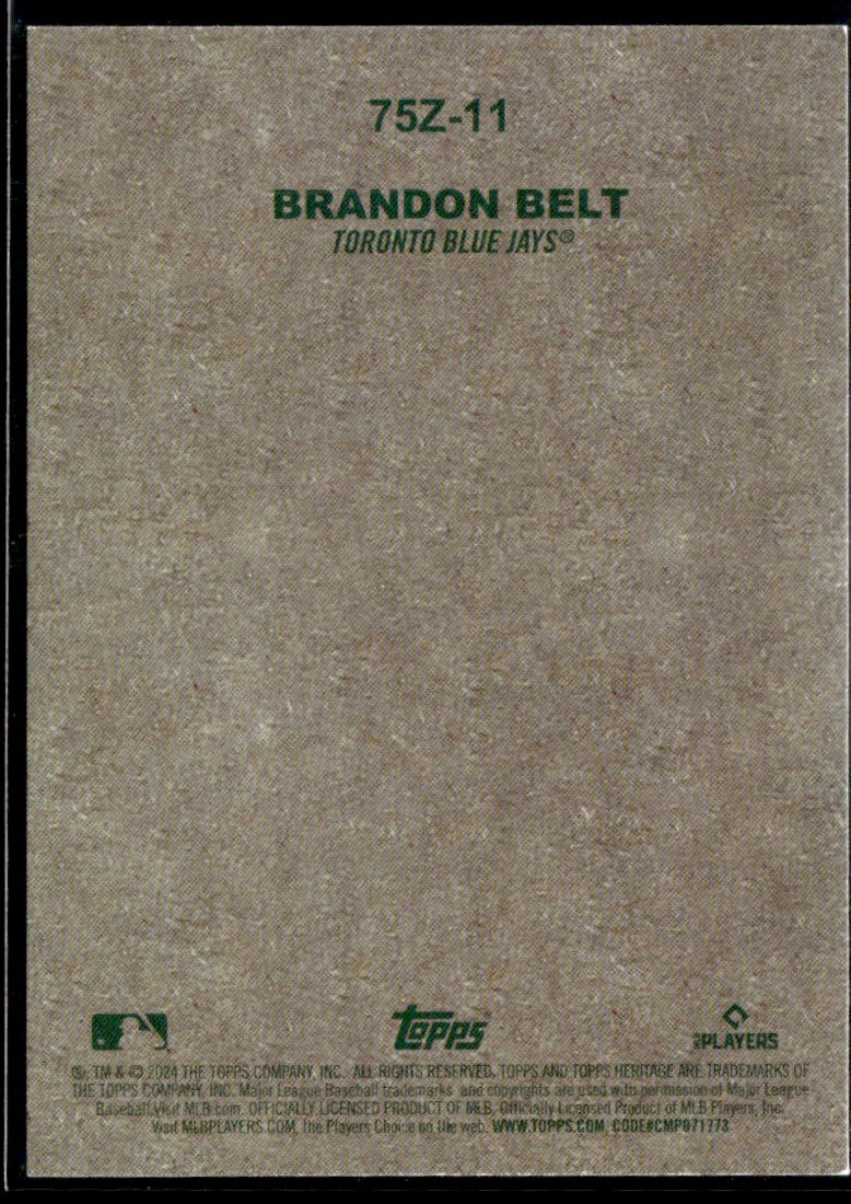 2024 Topps Heritage '75 Zoo's Who Stick-Ons Brandon Belt/Baby Giraffe #75Z11 card back image