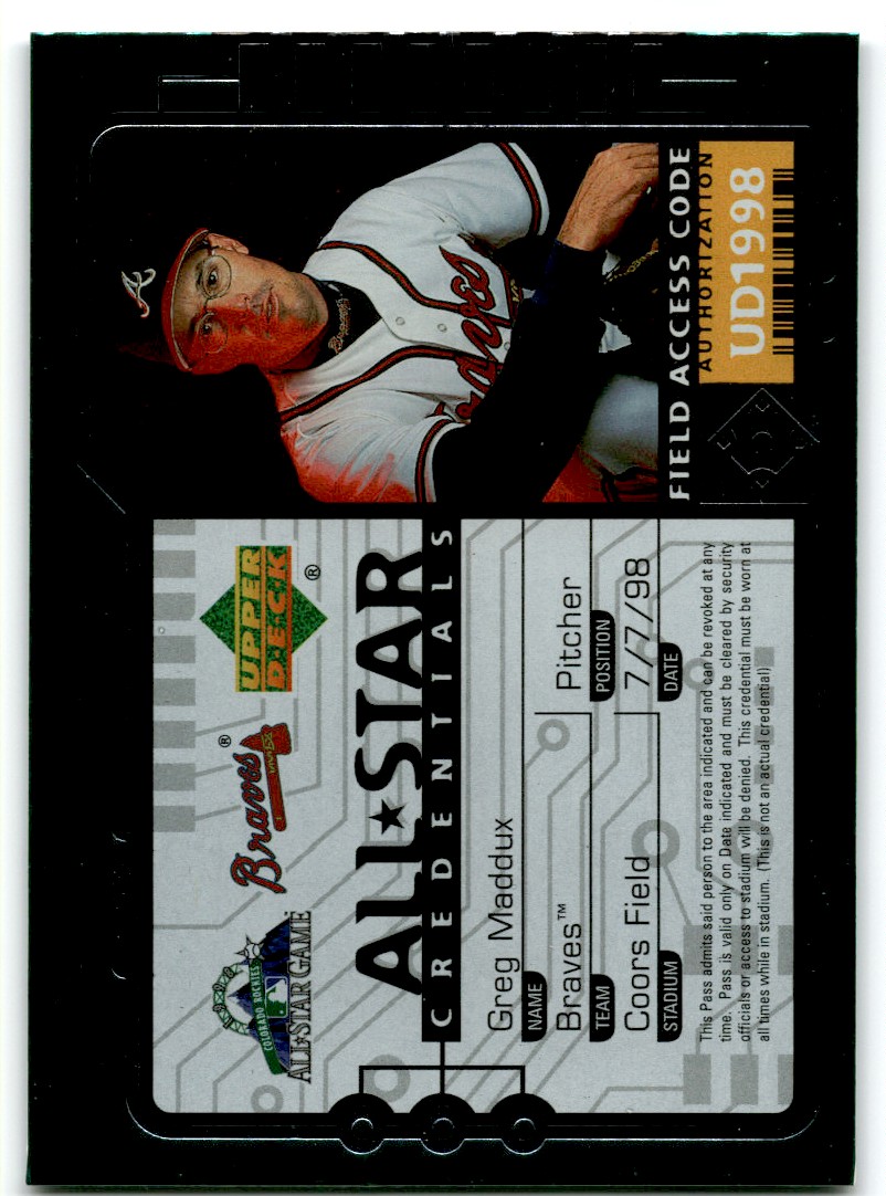 1998 Upper Deck Greg Maddux Atlanta Braves #AS22 | eBay