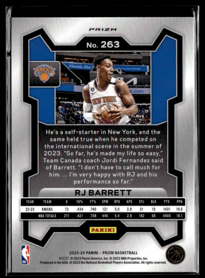 2023-24 Panini Prizm Fast Break RJ Barrett New York Knicks