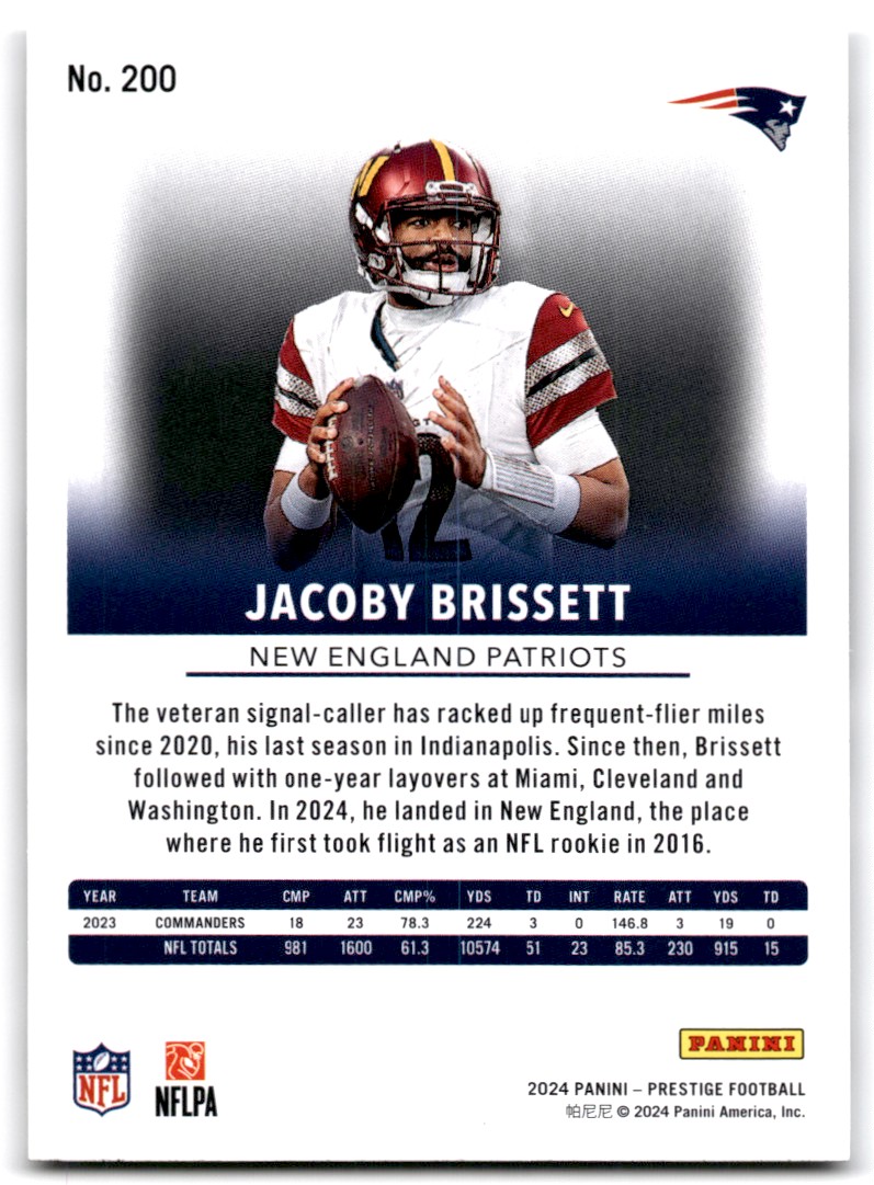 2024 Panini Prestige Jacoby Brissett New England Patriots #200