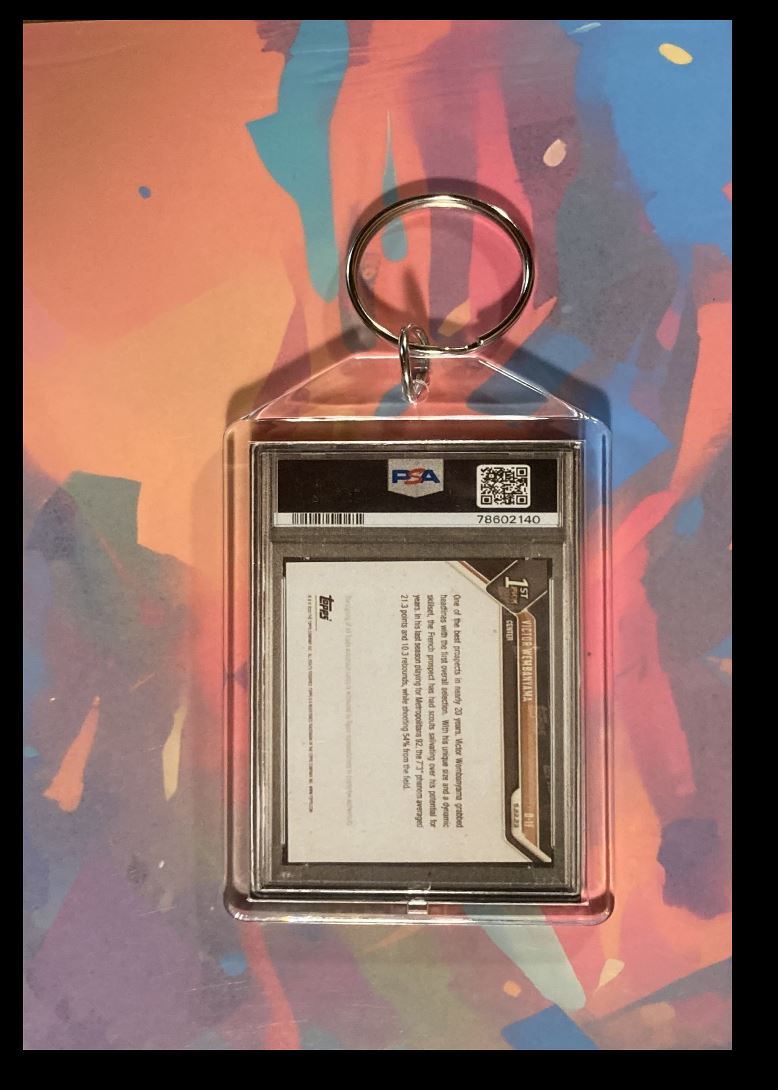 2025 -MME- delete Victor Wembanyama 2023 Topps Now Draft Auto PSA Style Custom Keychain #0217 card back image