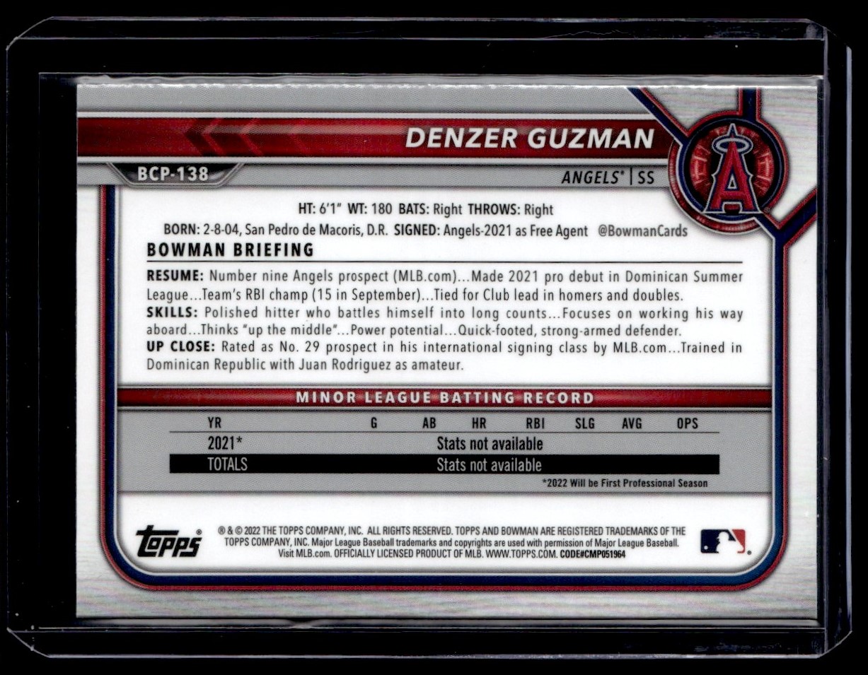 2022 Bowman Sapphire Edition Denzer Guzman Los Angeles