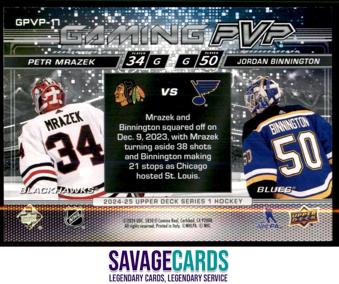 2024-25 Upper Deck Gaming PVP Speckle Petr Mrazek / Jordan Binnington #GPVP-17 card back image