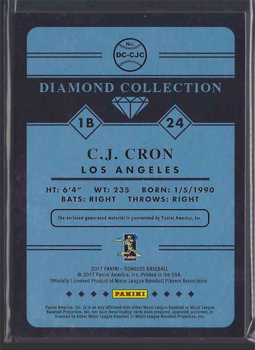 2017 Donruss Diamond Collection Memorabilia C.J. Cron #DCCJC card back image