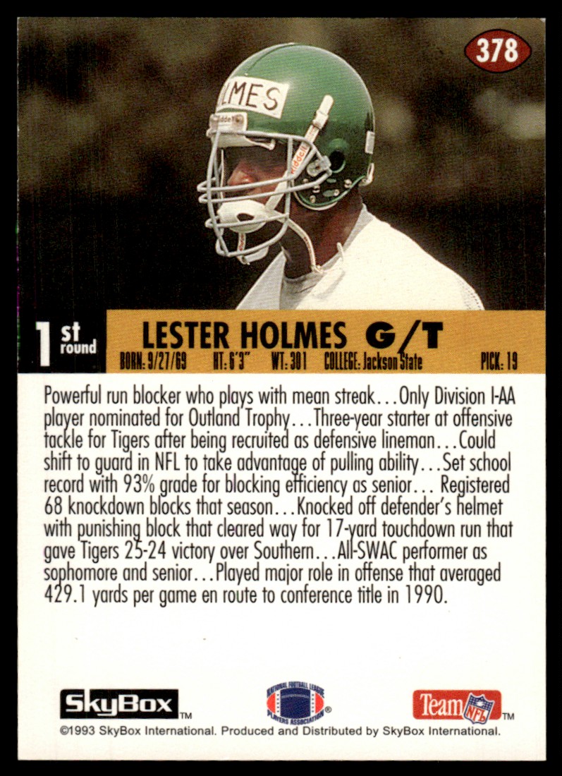 1993 SkyBox Impact Lester Holmes #378 card back image