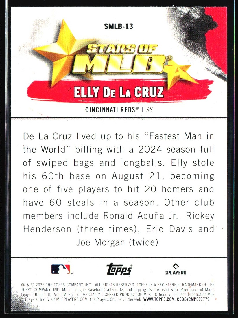 2025 Topps Stars of MLB Elly De La Cruz #SMLB-13 card back image