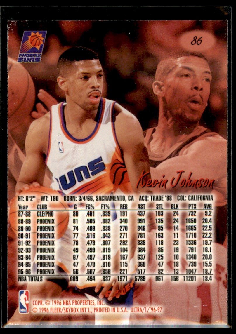 1996-97 Ultra Kevin Johnson Phoenix Suns #86 | eBay
