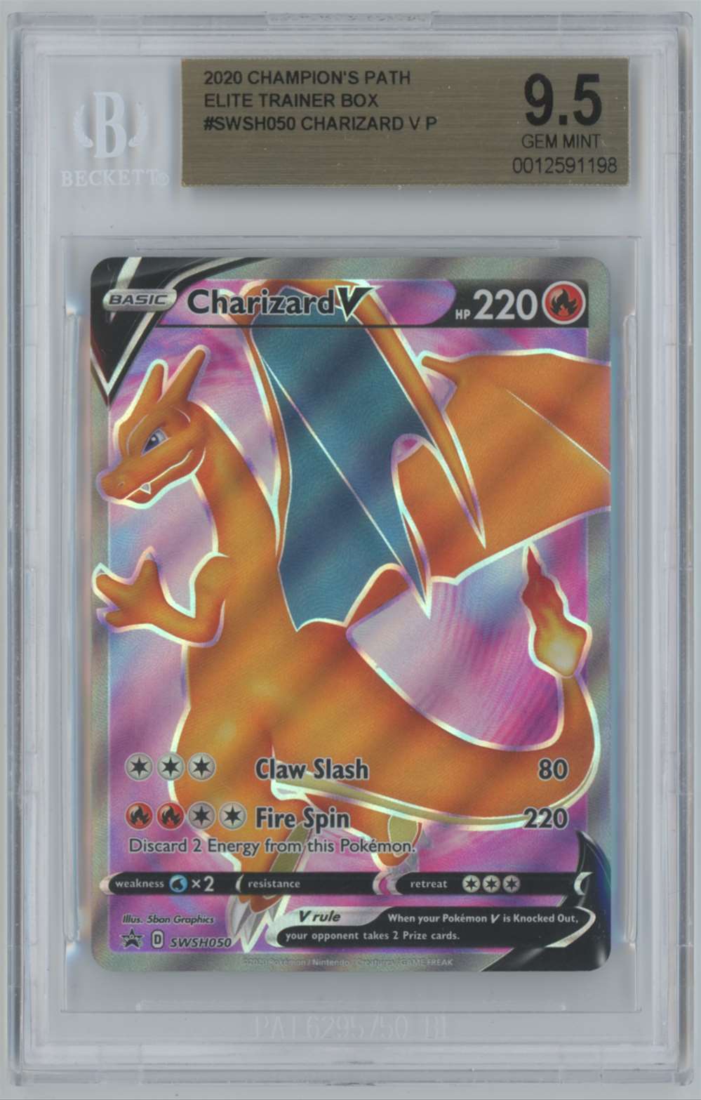 2020 Pokemon Champion's Path Promo Charizard V Holo BGS 9