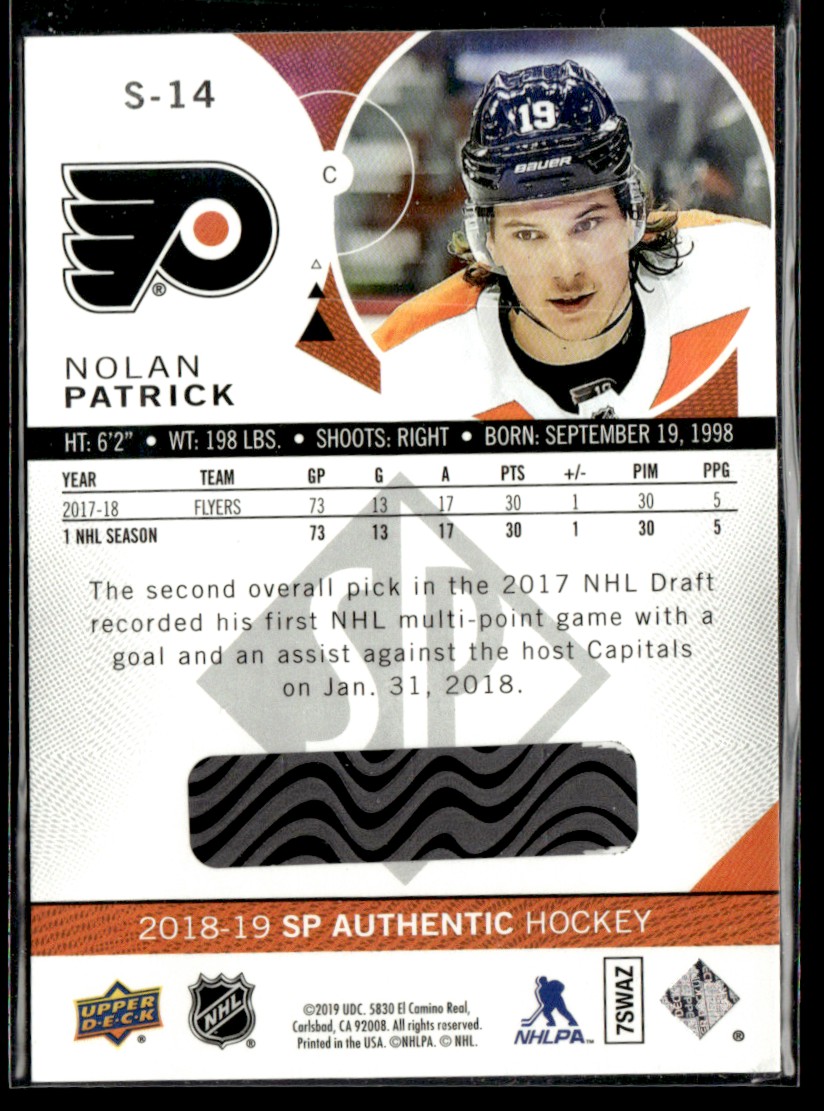 2018-19 SP Authentic Spectrum FX Nolan Patrick #S-14 card back image