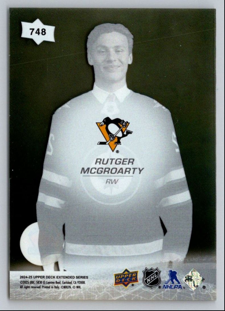 2024-25 Upper Deck Extended- #1 Draft- Acetate Hockey Cards Rutger McGroarty #748 card back image