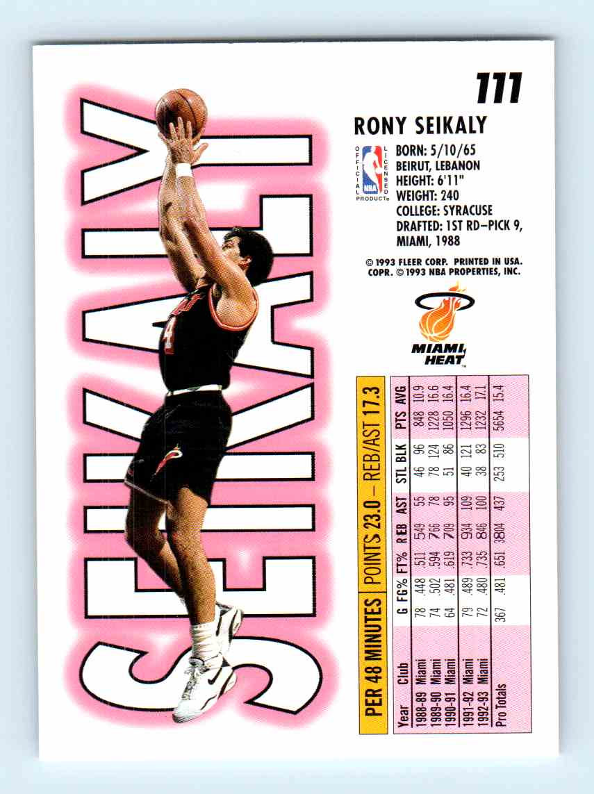 1993 94 Fleer Rony Seikaly 111 On Kronozio