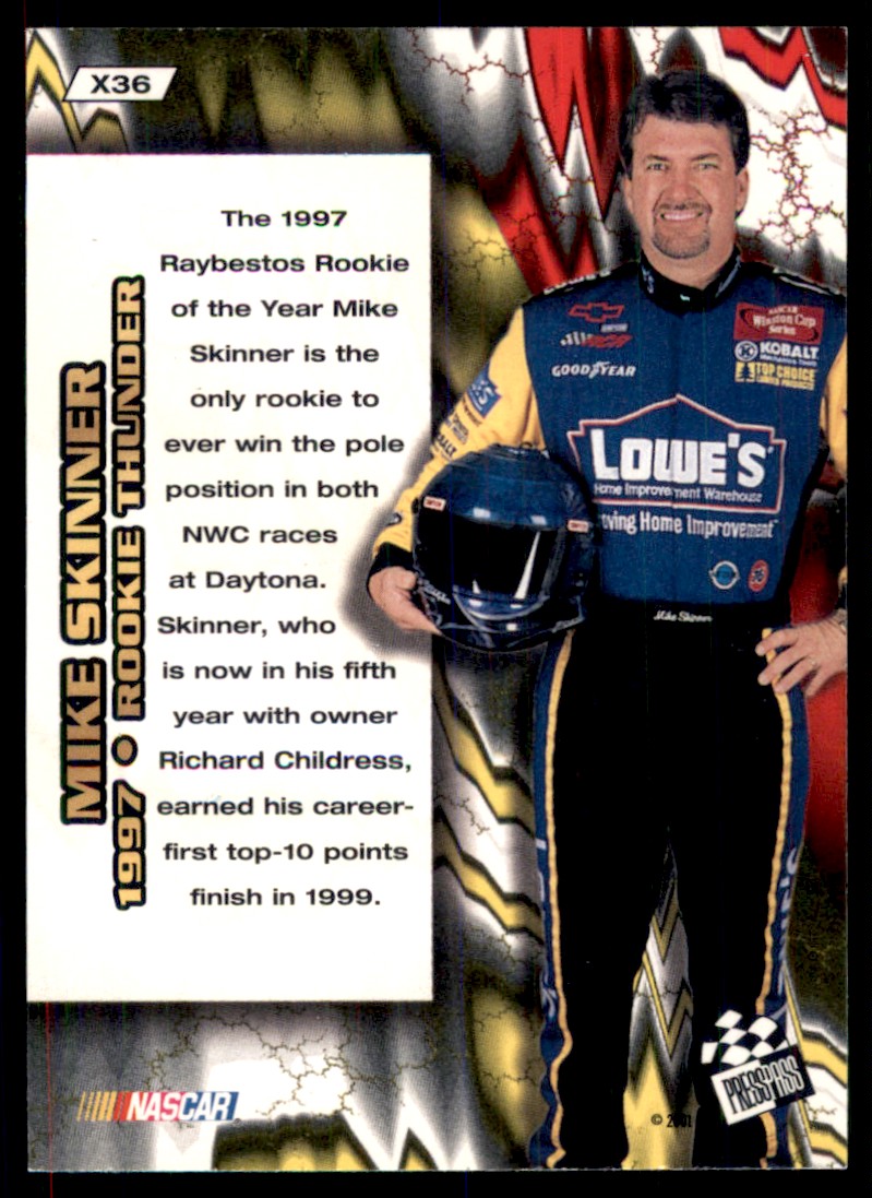 2001 VIP Explosives Mike Skinner RT #36 card back image