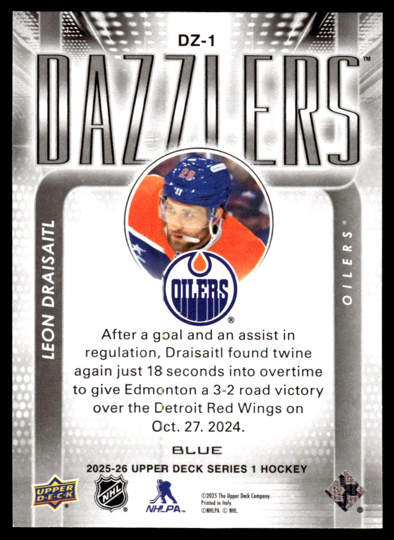 2025-26 Upper Deck Series 1 Dazzlers Blue Leon Draisaitl Edmonton