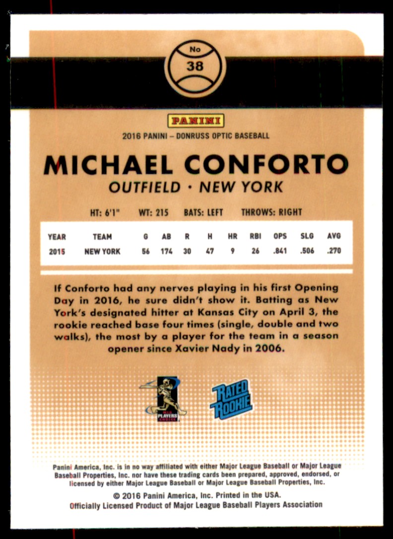 2016 Donruss Optic Michael Conforto #38 card back image