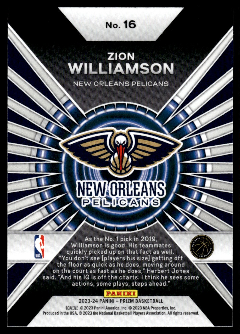 【25シリ RC】ZION WILLIAMSON CROWN E ZION WILLIAMSON 2019-20 PANINI IMPECCABLE HOLO SILVER