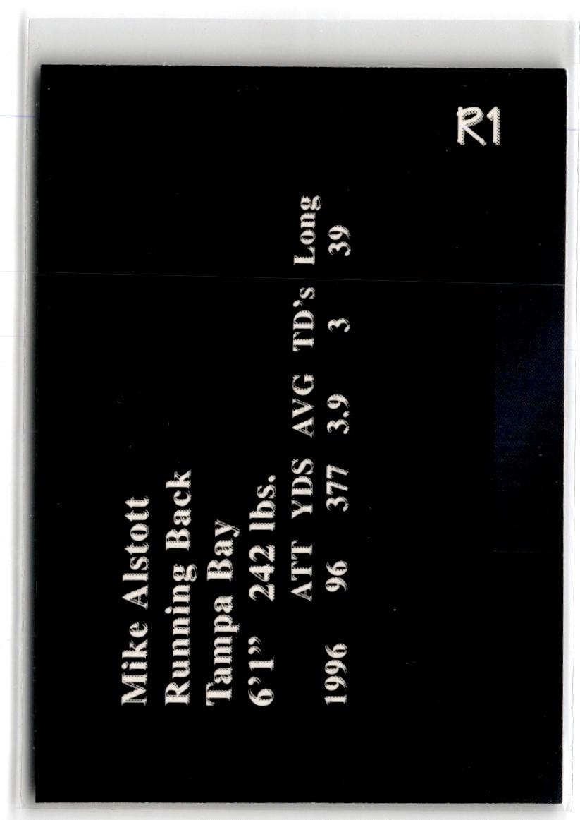 1997 Genuine Article Mike Alstott #R1 card back image