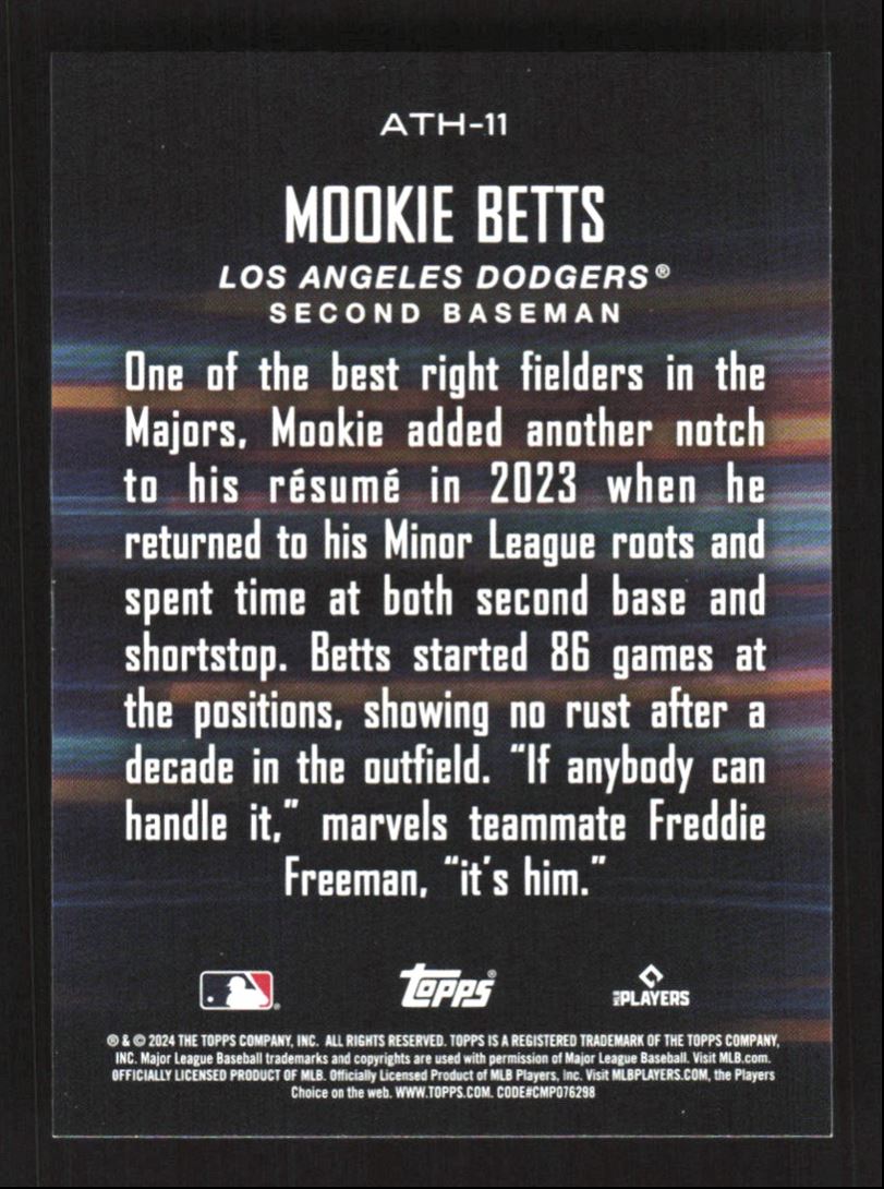 2024 Topps Around Horn Mookie Betts #ATH-11 card back image