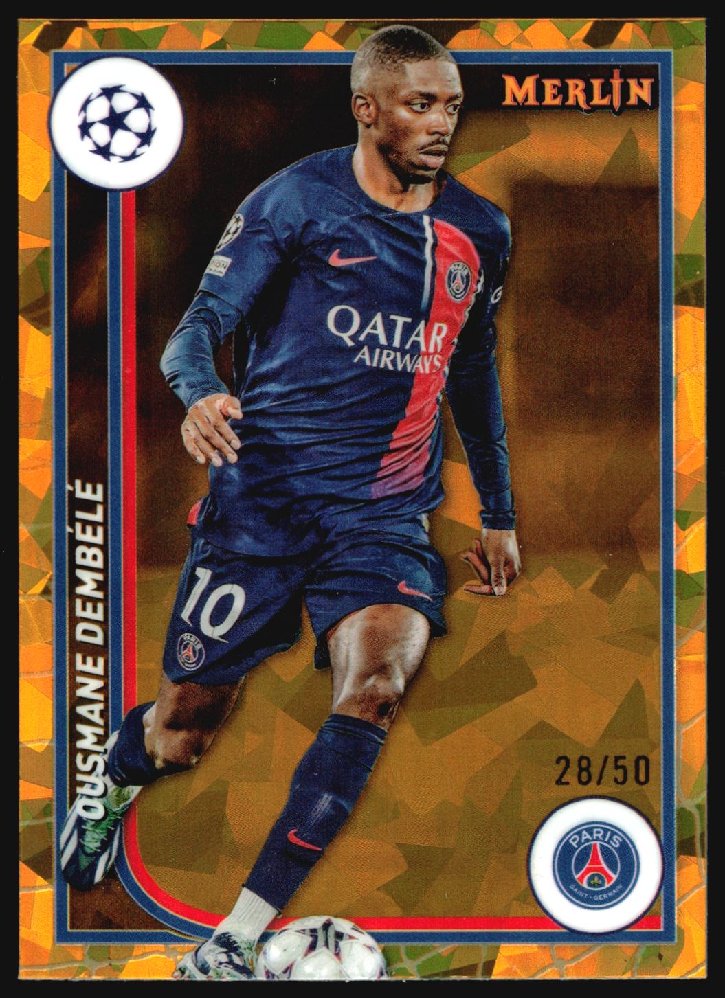 2024 Topps Merlin Sapphire OUSMANE DEMBELE GOLD Refractor /50 #94