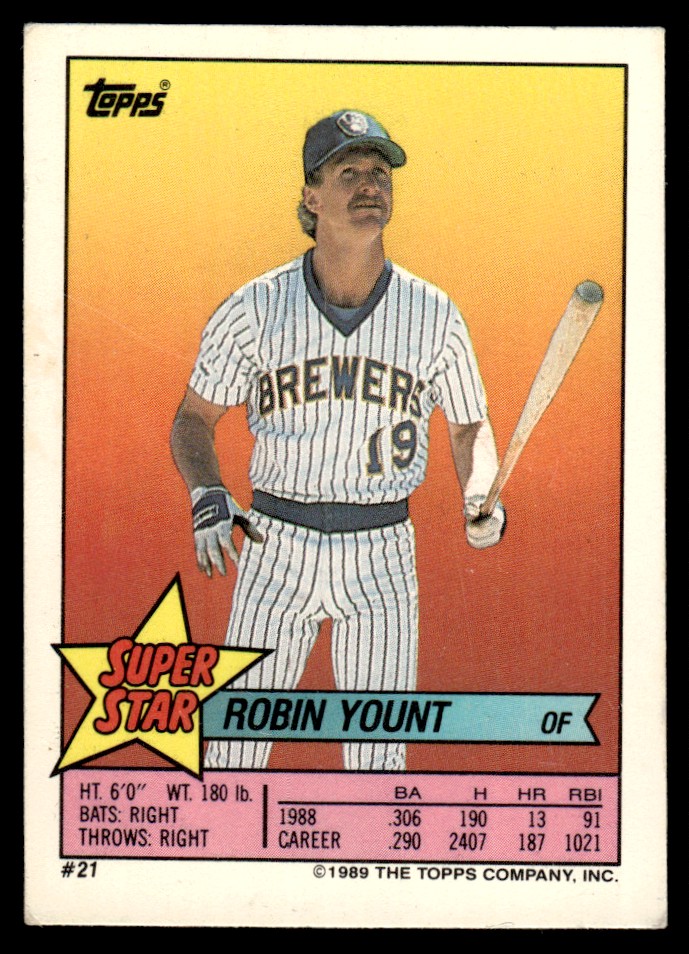 1989 Topps Stickers Super Star Backs Robin Yount #21 card back image