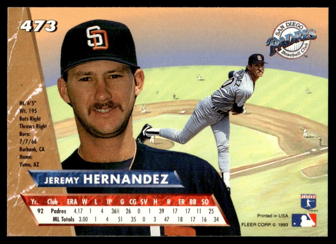 1993 Ultra #473 Jeremy Hernandez San Diego Padres | eBay