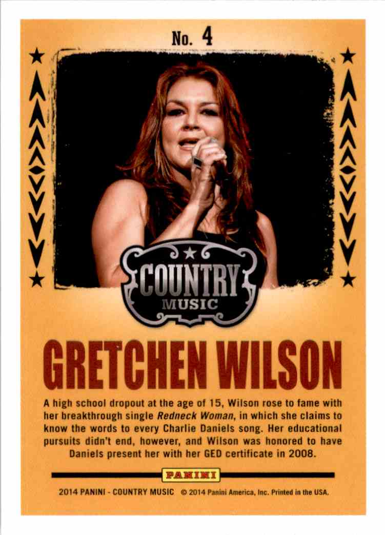 2015 Country Music Backstage Pass Retail Gretchen Wilson #4 card back image