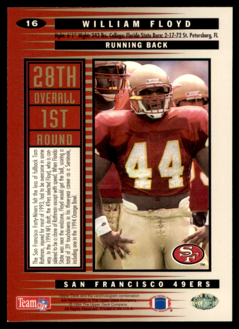 1994 Collector's Choice William Floyd #16 card back image