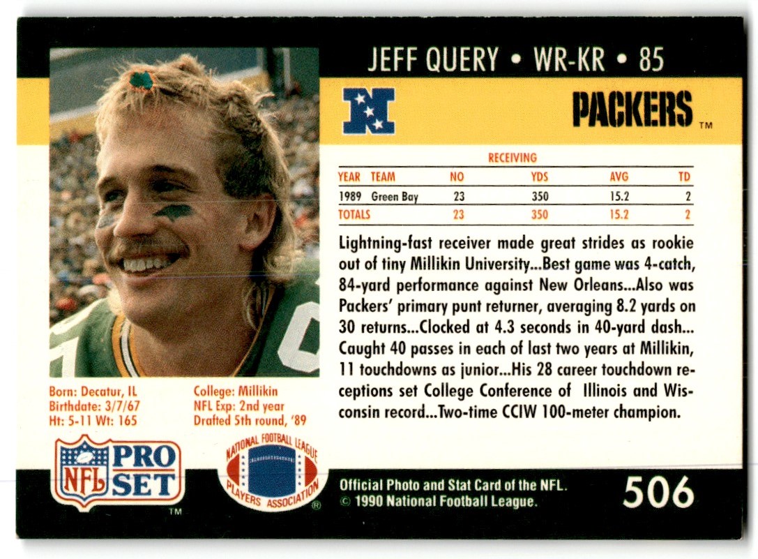 1990 Pro Set Jeff Query #506 on Kronozio