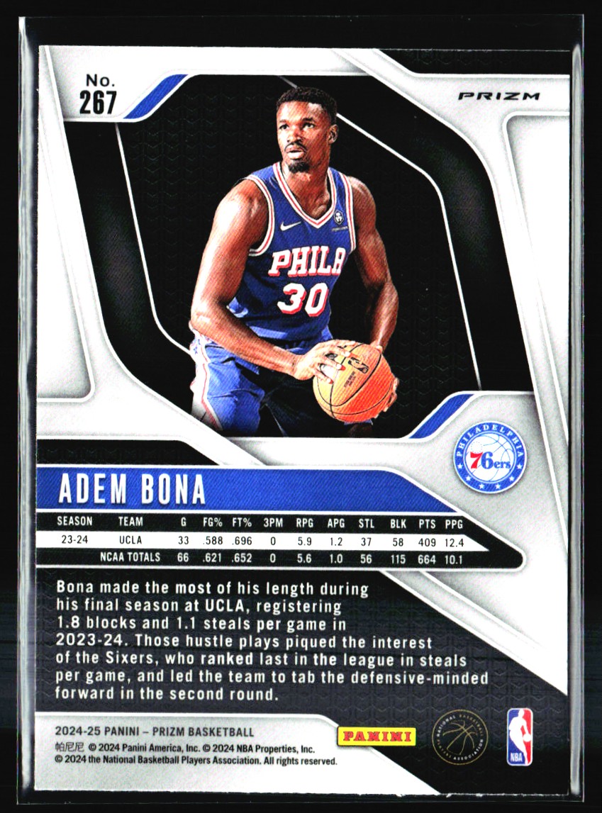 2024-25 Panini Prizm Pink Cracked Ice Adem Bona Rookie