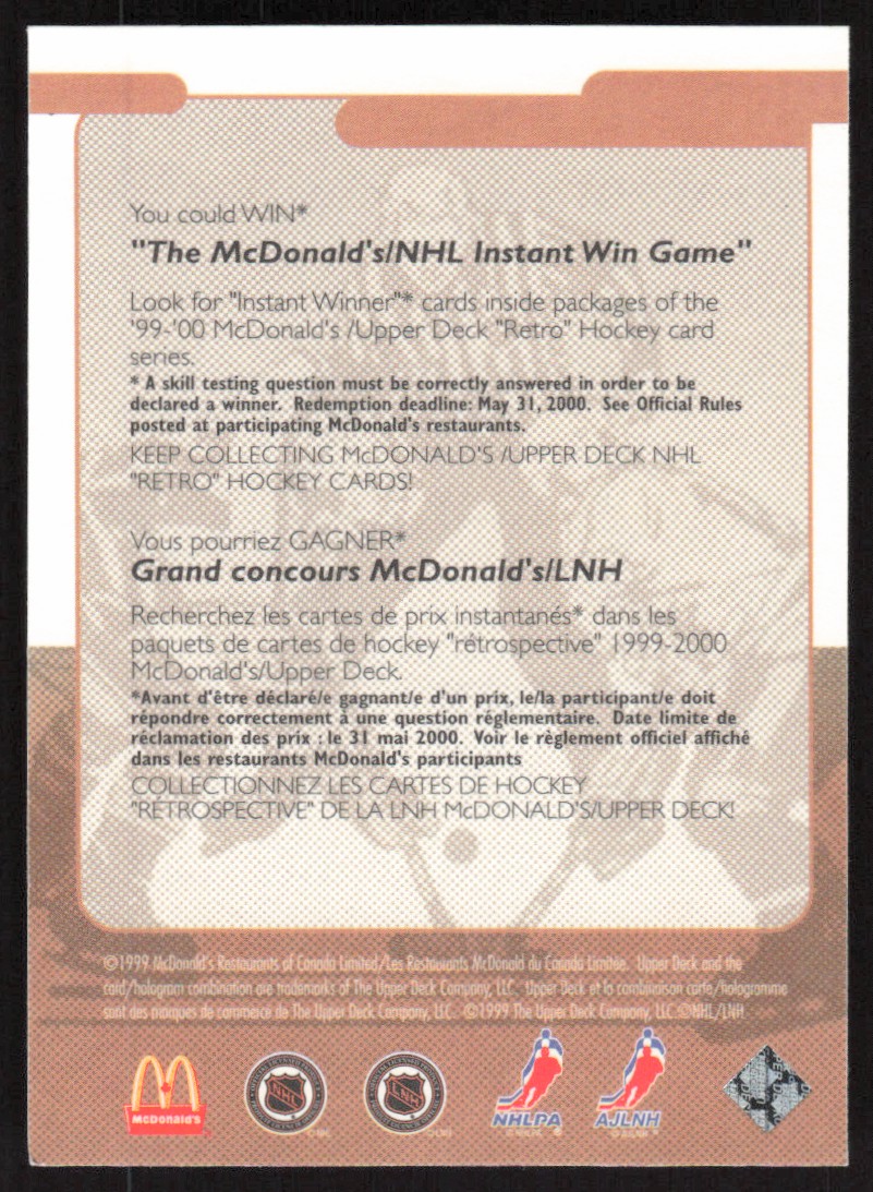 2000-01 Upper Deck Vintage Checklist #0 card back image