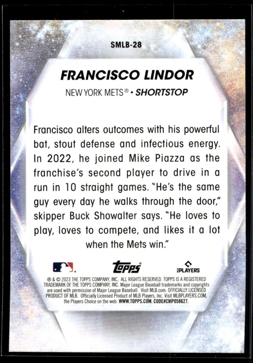 2023 Topps Stars of the MLB Francisco Lindor #SMLB-28 card back image